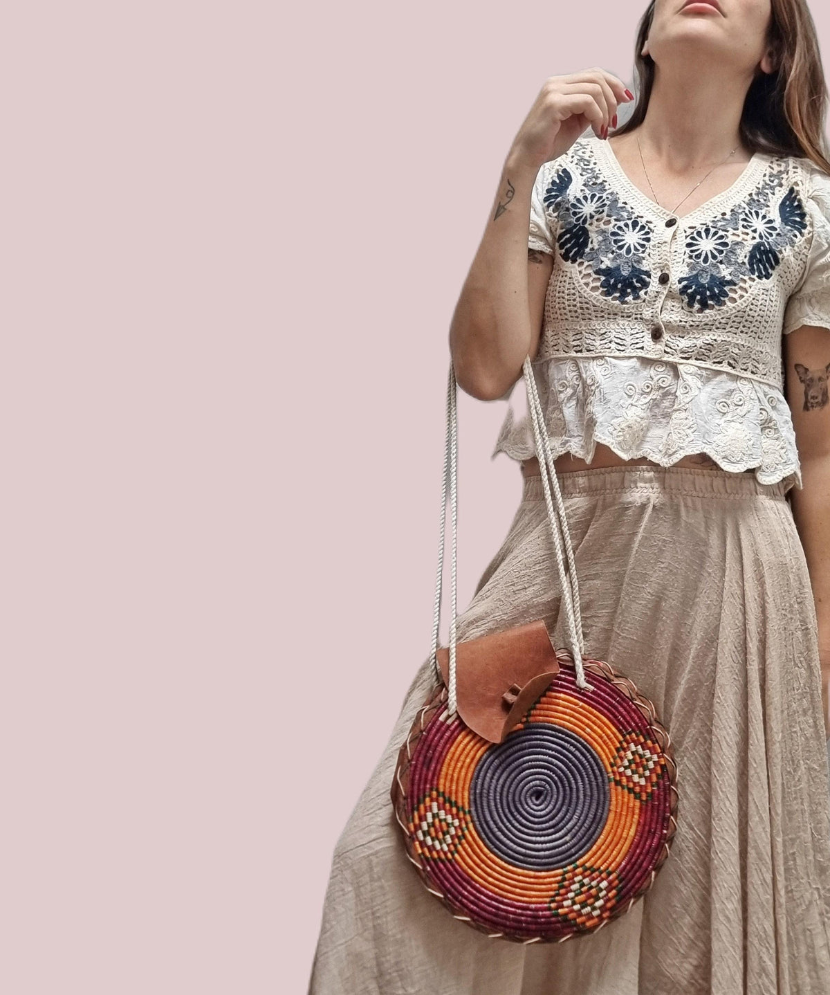 Woven Sisal & Leather Bucket Bag: Handmade African Boho Tote