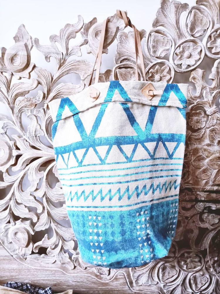 Woven Jute Leather Tote Bag: Large Boho Shoulder Bag