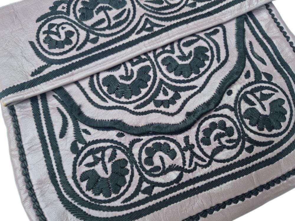 Moroccan Berber Leather Bag | Handmade Embroidered Boho Crossbody Purse