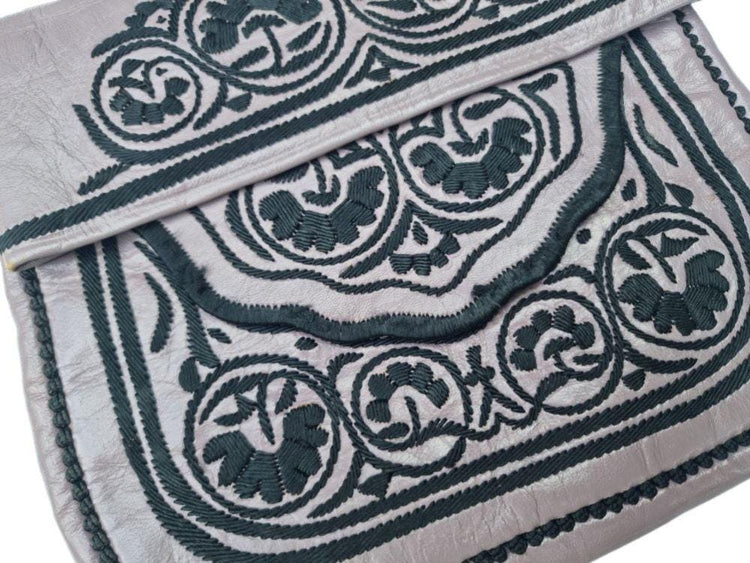 Moroccan Berber Leather Bag | Handmade Embroidered Boho Crossbody Purse