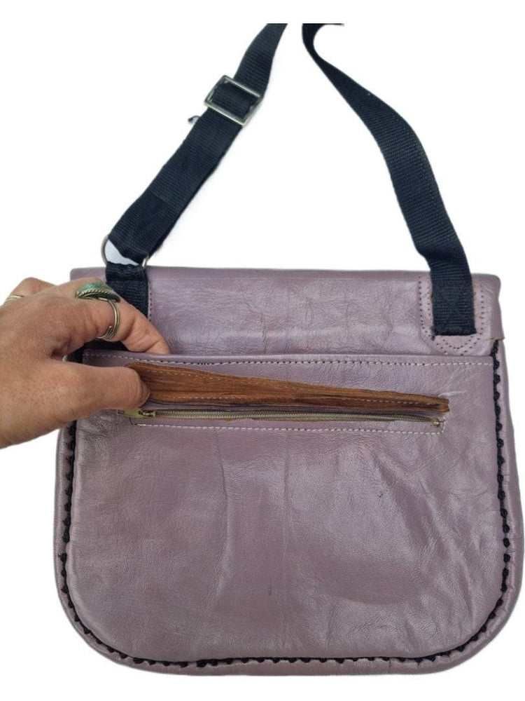 Moroccan Berber Leather Bag | Handmade Embroidered Boho Crossbody Purse