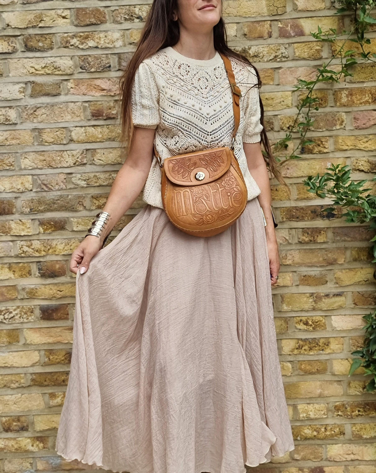 70s Tooled Leather Purse: Unique Western Floral Hippie Bag
