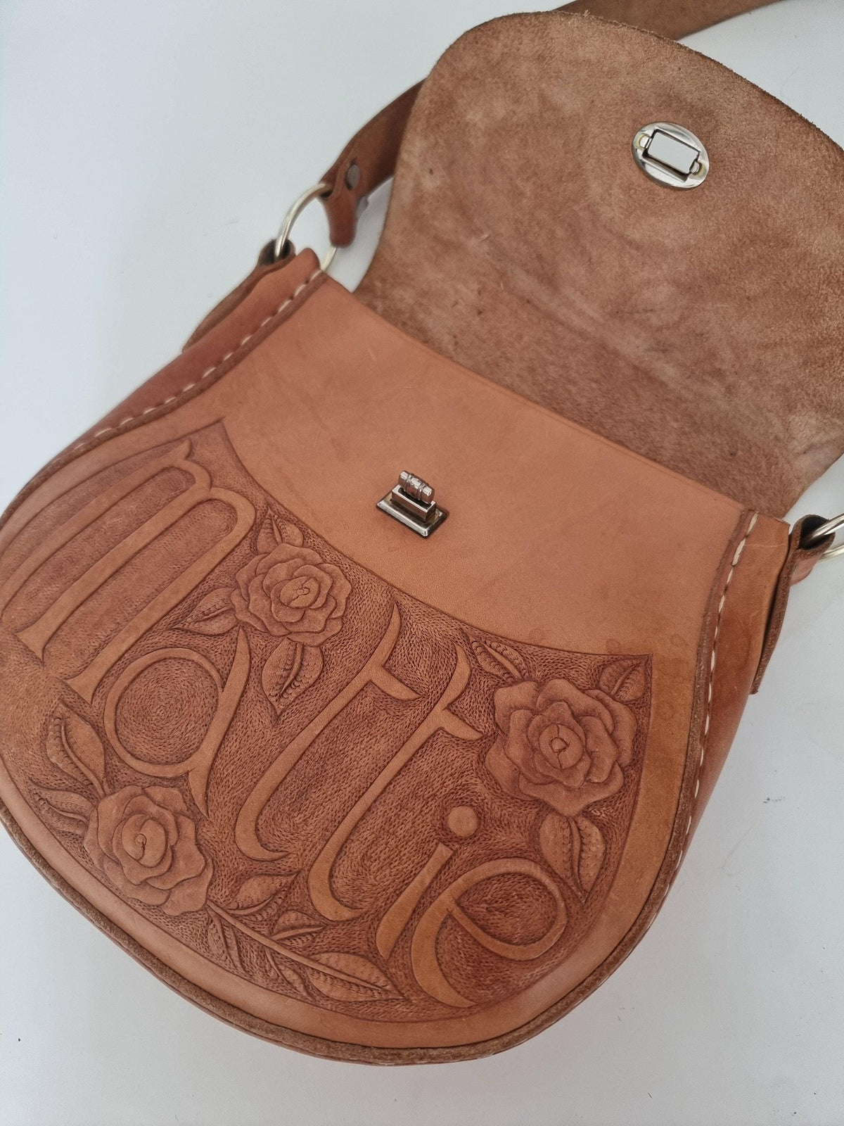 70s Tooled Leather Purse: Unique Western Floral Hippie Bag