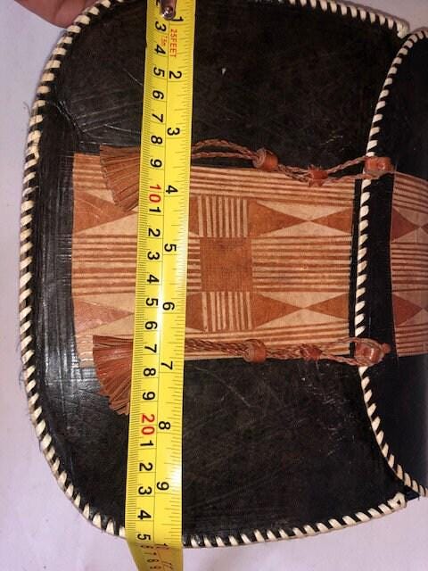 Vintage Tooled Leather African Bag: Tribal Masai Handbag