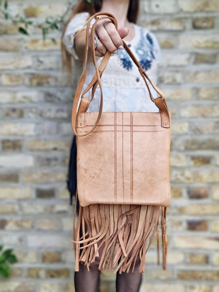 Moroccan tassel leather bag - handmade women's saddle purse