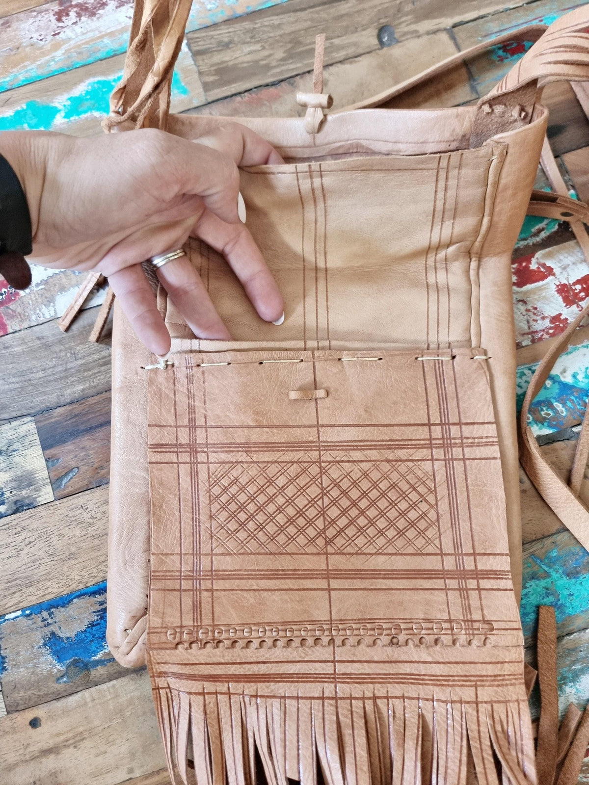 Moroccan tassel leather bag - handmade women's saddle purse