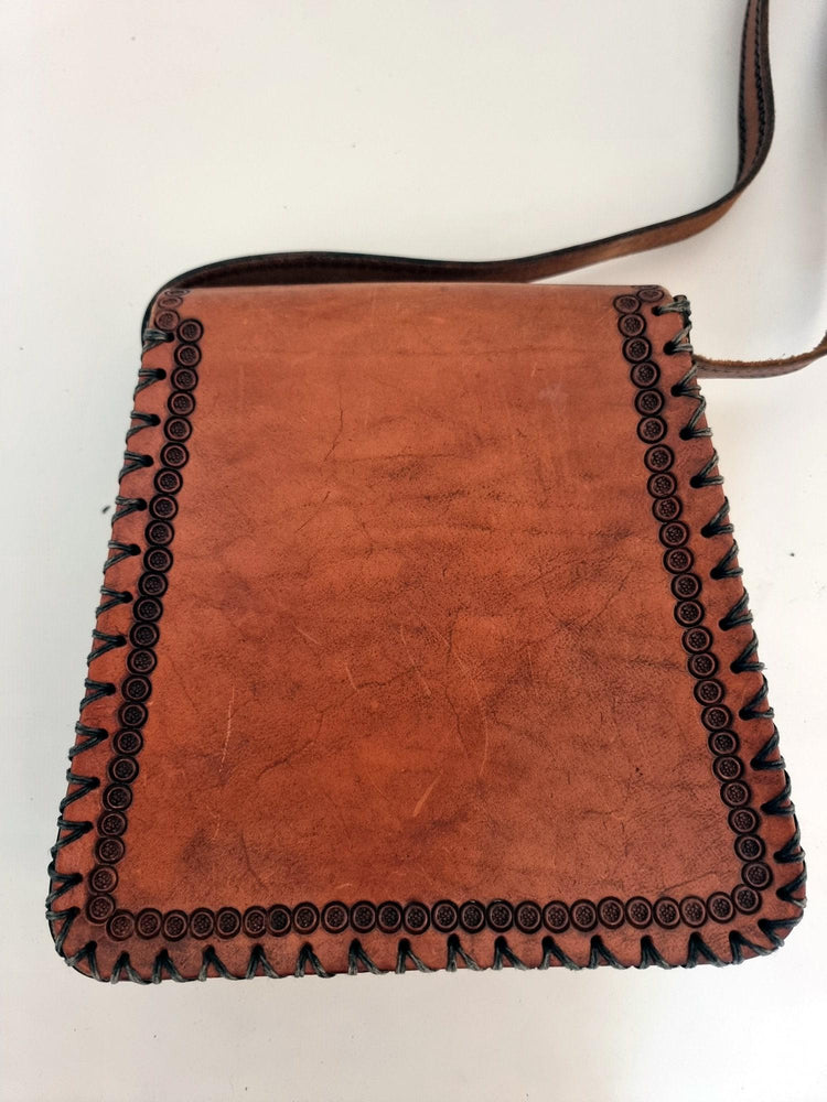 Vintage Tooled Leather Western Purse, Floral Leather Shoulder Bag, Boho Cowgirl Handbag, Hippie Festival Bag, Genuine Leather
