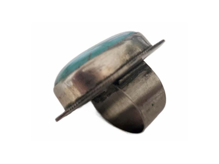 Vintage Turquoise Statement Ring, Adjustable Silver Boho Ring, Tribal Turquoise Ring, Western Jewelry, Native Style Ring, Gift for Her