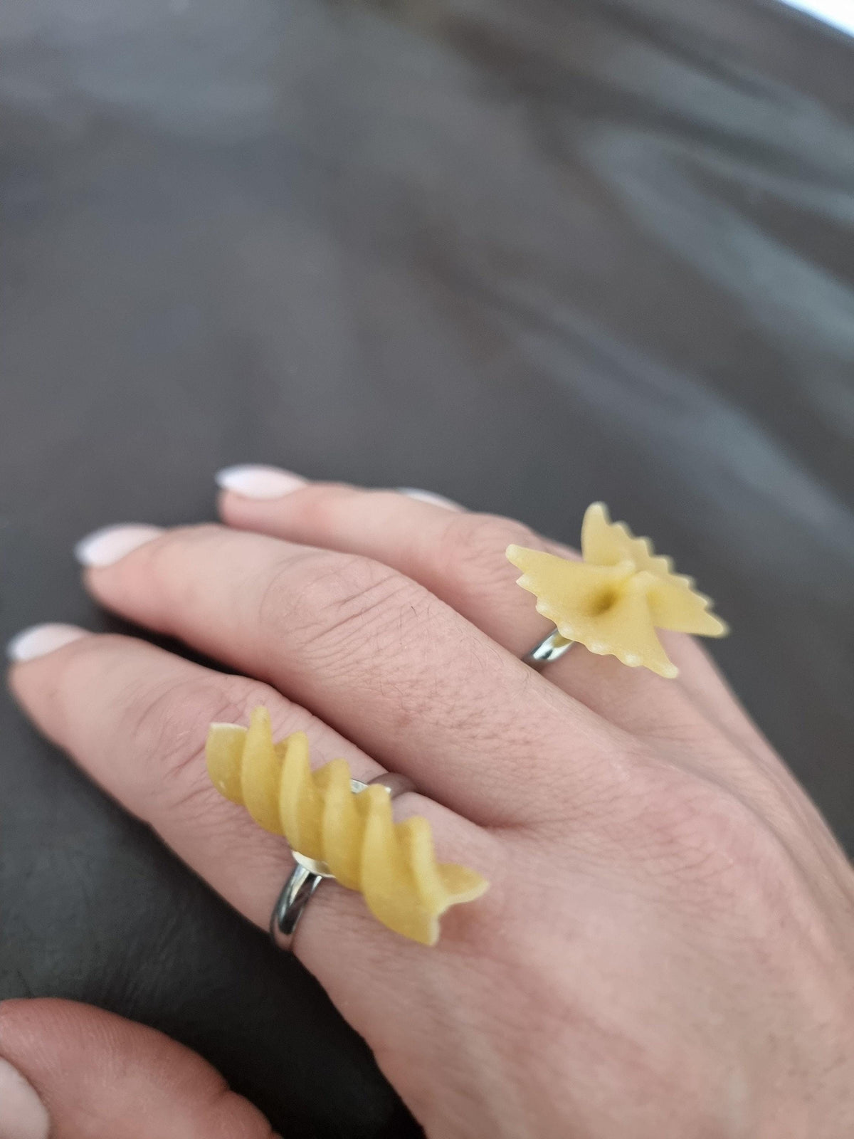 Fusilli Pasta Ring: Foodie Gift, Adjustable Band