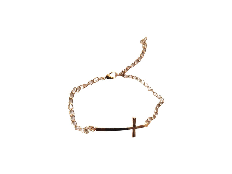 Gold Cross Bracelet – Adjustable Stacking Slider Bracelet, Minimalist Christian Jewelry, Faith Gift for Her or Him
