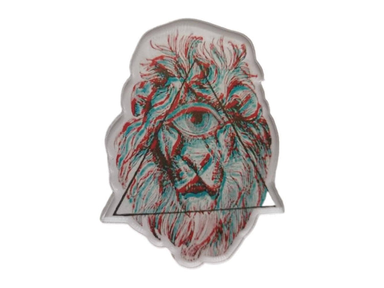Psychedelic Lion Brooch: Trippy Illuminati Eye Pop Art Pin