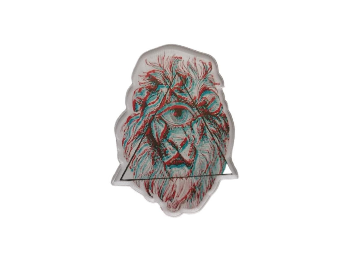Psychedelic Lion Brooch: Trippy Illuminati Eye Pop Art Pin