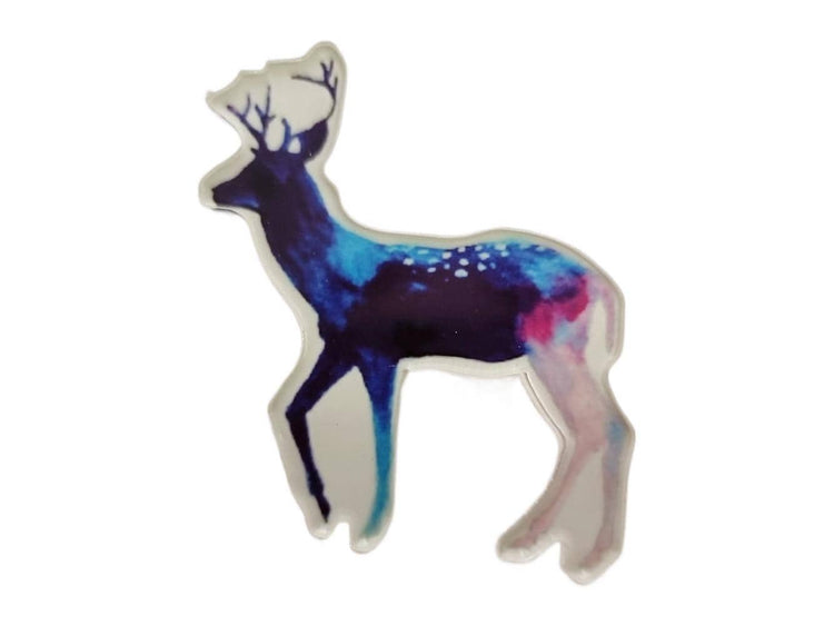 Celestial Deer Brooch: Laser-Cut Galaxy Stag Pin