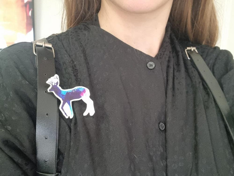 Celestial Deer Brooch: Laser-Cut Galaxy Stag Pin