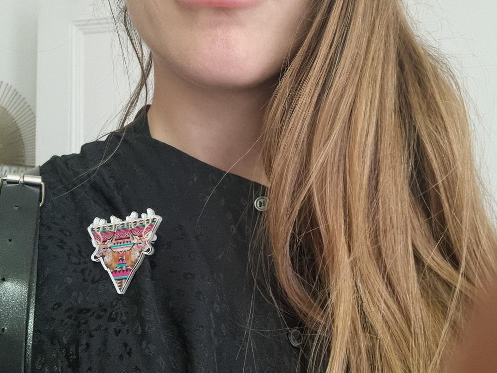 Psychedelic Deer Brooch: Laser-Cut Geometric Stag Pin