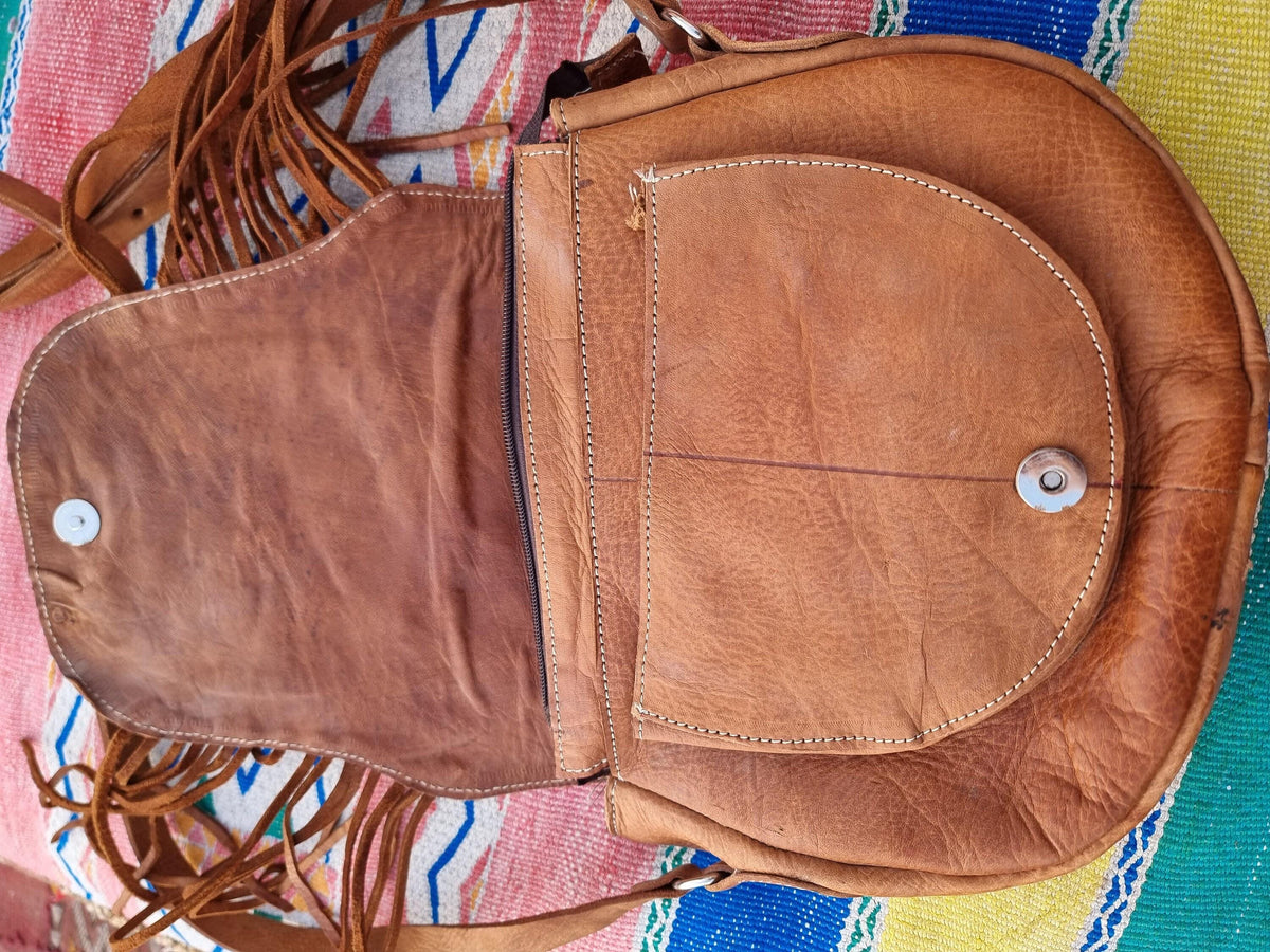 Hand Tooled Leather Crossbody Bag: Vintage Western Sun Purse