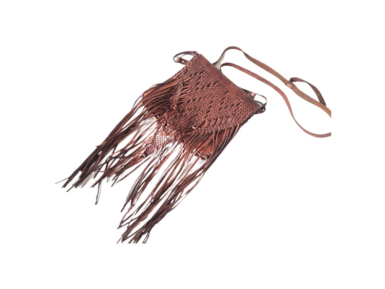 70s Braided Leather Fringe Crossbody Bag: Western Boho Purse