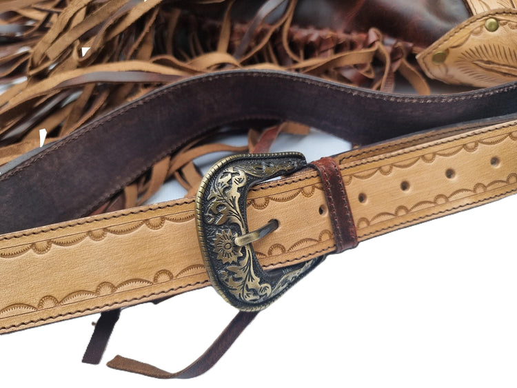 Fringe Leather Crossbody Bag, Western Cowgirl Purse, Tooled Leather Handbag, Southwestern Boho Bag, Turquoise Stone Bag, Festival Purse