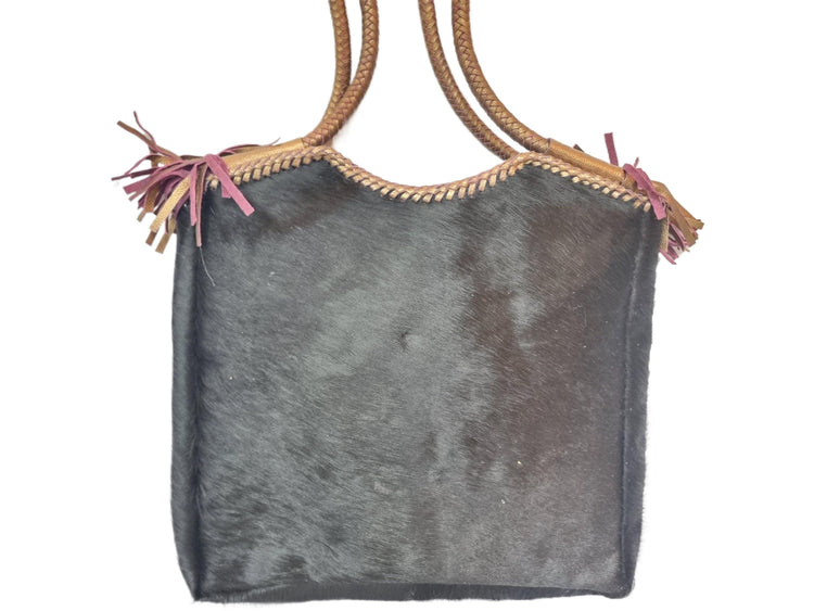 Cowhide Leather Tote Bag, Boho Leather Shoulder Bag, Handmade Western Handbag, Festival Tote, Gypsy Coin Leather Purse, Large Cowgirl Bag