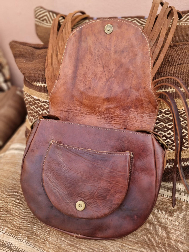 Vintage Tooled Leather Fringe Bag: Western Sunflower Satchel