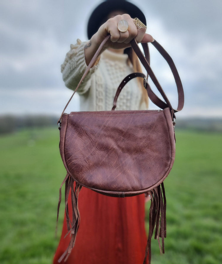Vintage Tooled Leather Fringe Bag: Western Sunflower Satchel