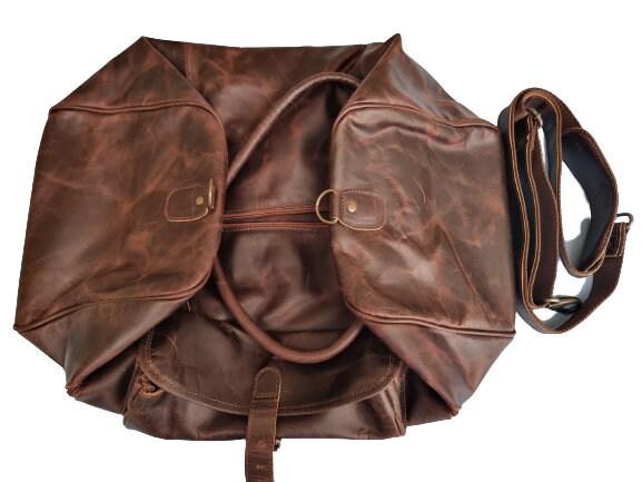 Leather Weekender Bag for Men / Vintage Duffle Travel Holdall Carry On Overnight Gym Bag