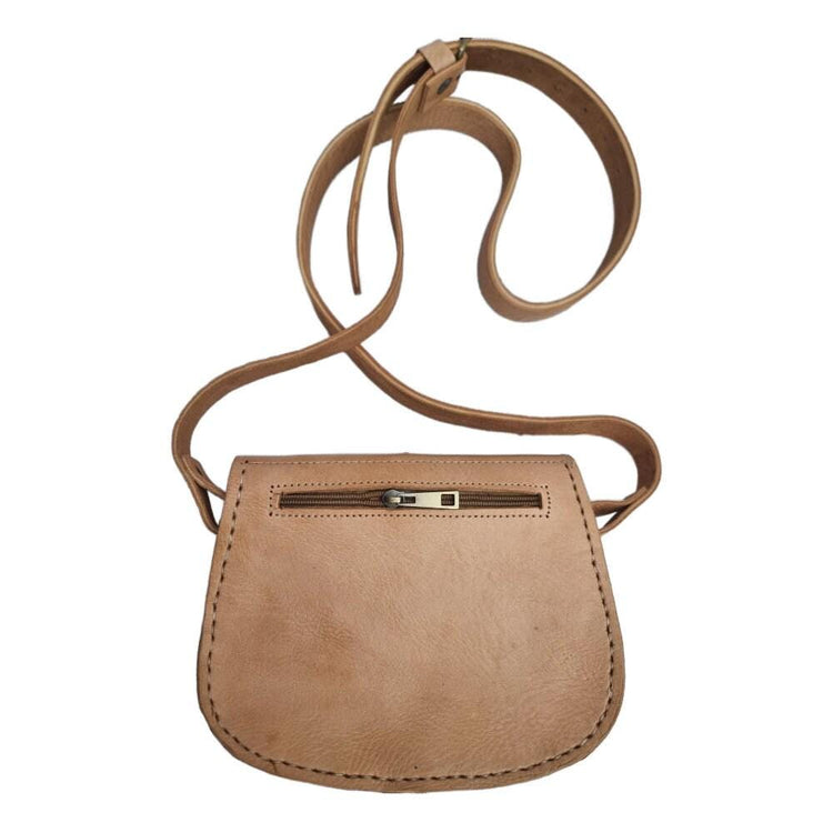 Small Leather Saddle Bag, Boho Crossbody Bag, Moroccan Berber Hippie Purse with Coins