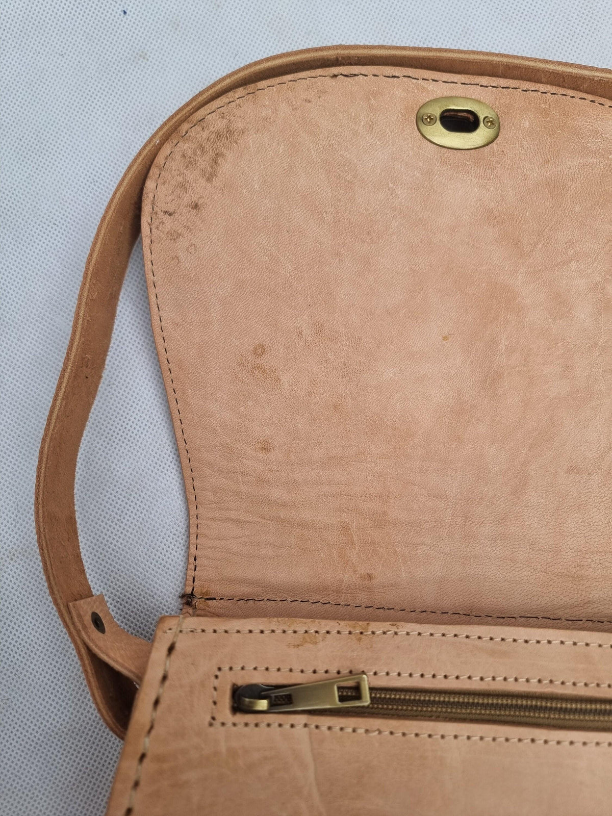 Small Leather Saddle Bag, Boho Crossbody Bag, Moroccan Berber Hippie Purse with Coins