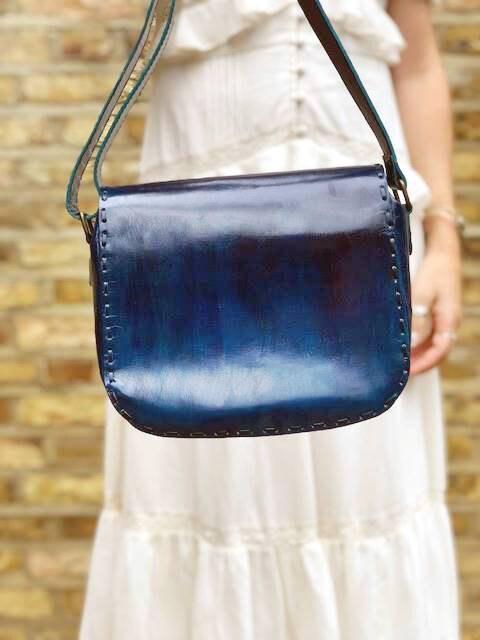 Handmade Leather Butterfly Bag: Gemstone Wings, Vintage Satchel