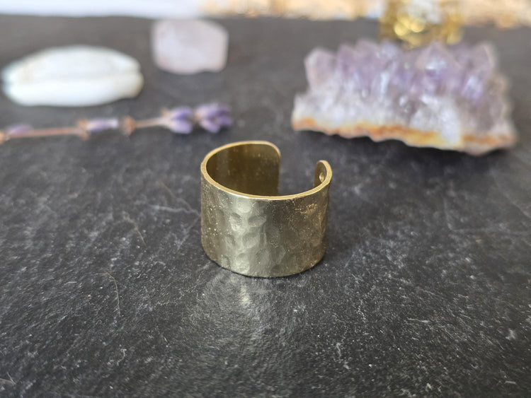 Gold Floral Lace Filigree Ring: Adjustable Gothic Boho Band