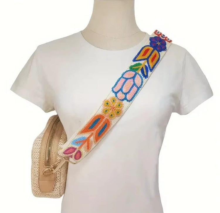 Boho embroidered handbag strap