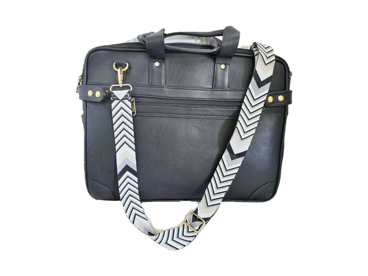 Black White Chevron Bag Strap, Adjustable Zigzag Replacement Shoulder Strap, Monochrome Crossbody Handbag Strap
