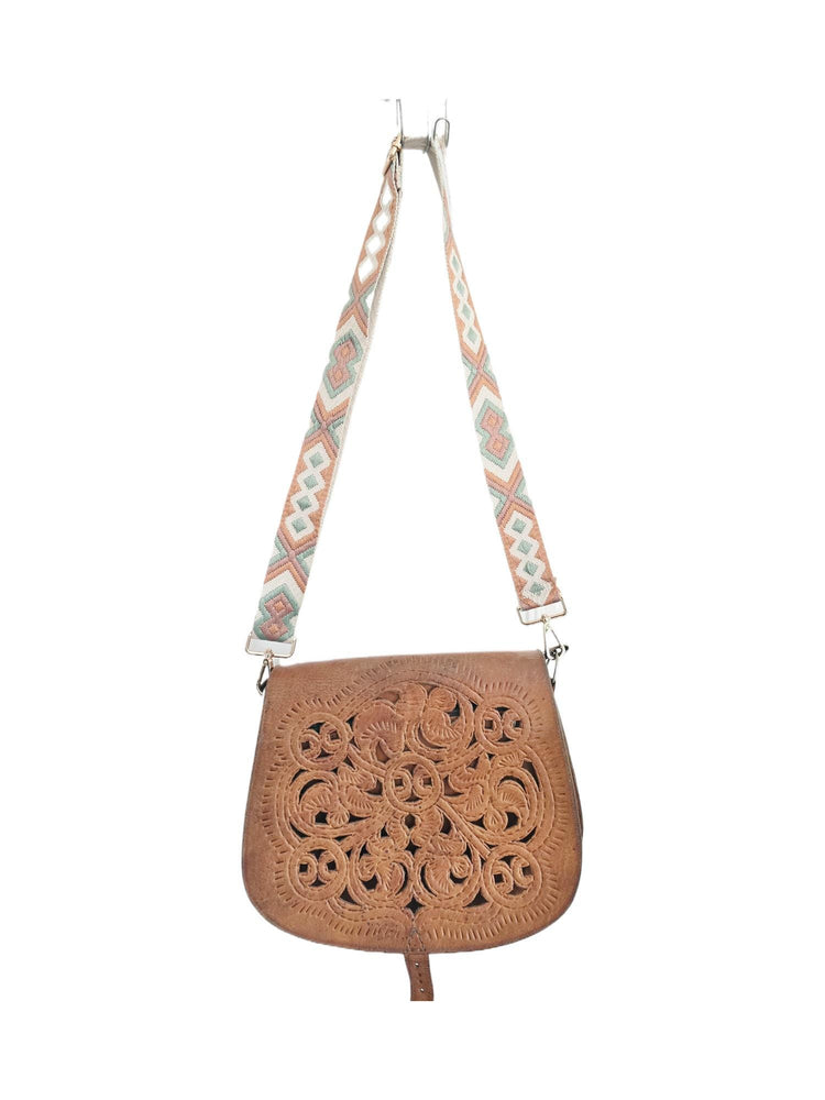 Boho Geometric Shoulder Bag Strap: Adjustable Woven Cotton-Poly Blend