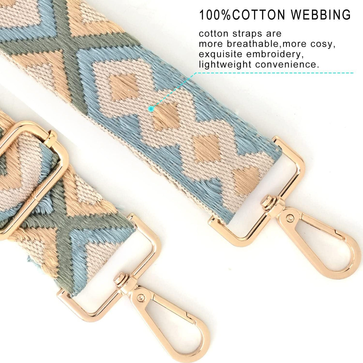 Woven Geometric Bag Strap: Adjustable Crossbody Purse Strap
