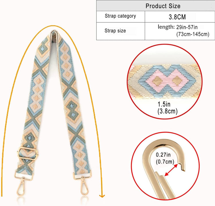 Woven Geometric Bag Strap: Adjustable Crossbody Purse Strap