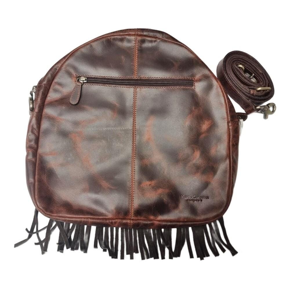 Western Leather Fringe Purse, Hand Tooled Sunflower Cowgirl Bag, Rodeo Horse Crossbody, Southwestern Boho Leather Handbag, Festival Bag