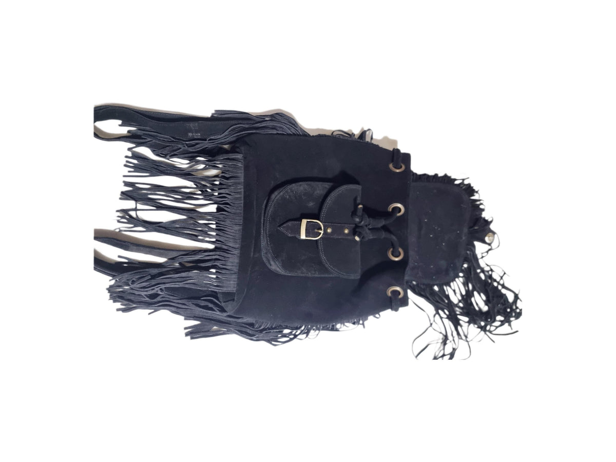 Handmade Suede Fringe Backpack: Boho Festival Rucksack