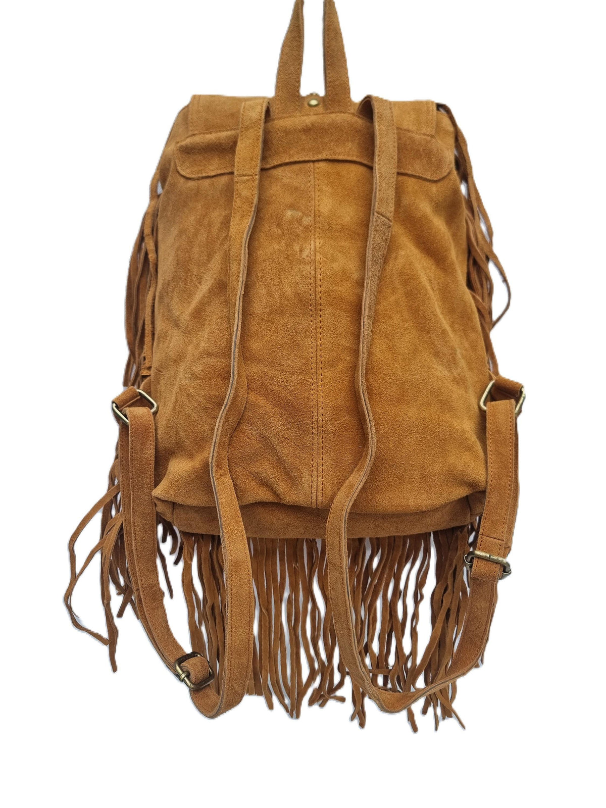 Handmade Suede Fringe Backpack: Boho Festival Rucksack