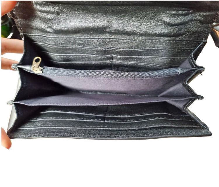 Floral Tooled Buffalo Leather Clutch, Aztec Western Mini Purse with Detachable Strap, Handmade Boho Leather Evening Bag