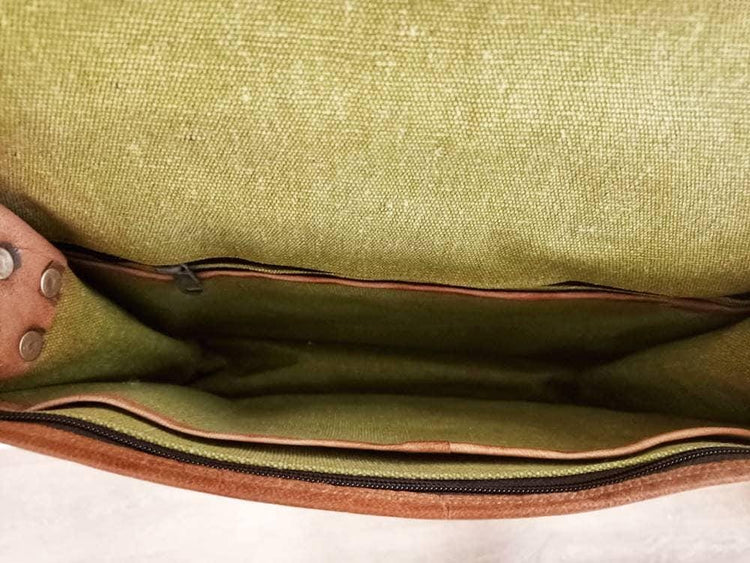 Embroidered Leather Messenger Bag: Bohemian Laptop Bag with Shoulder Strap