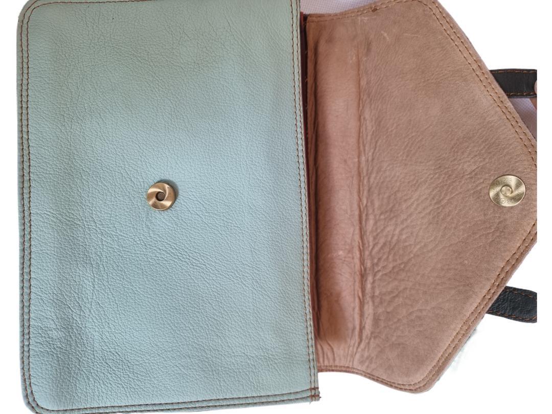 Leopard Cowhide Crossbody Bag: Turquoise Leather Messenger, Boho Style