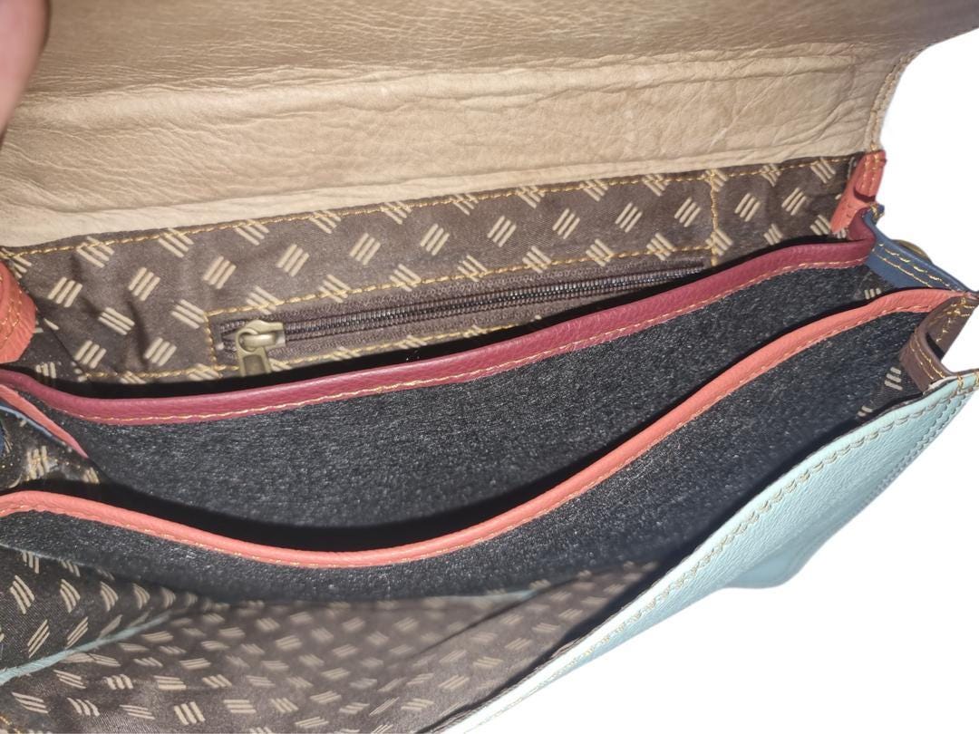 Leopard Cowhide Crossbody Bag: Turquoise Leather Messenger, Boho Style