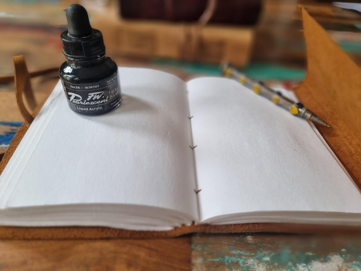 Embossed Leather Travel Journal: Feather Bird Design, Handmade Diary