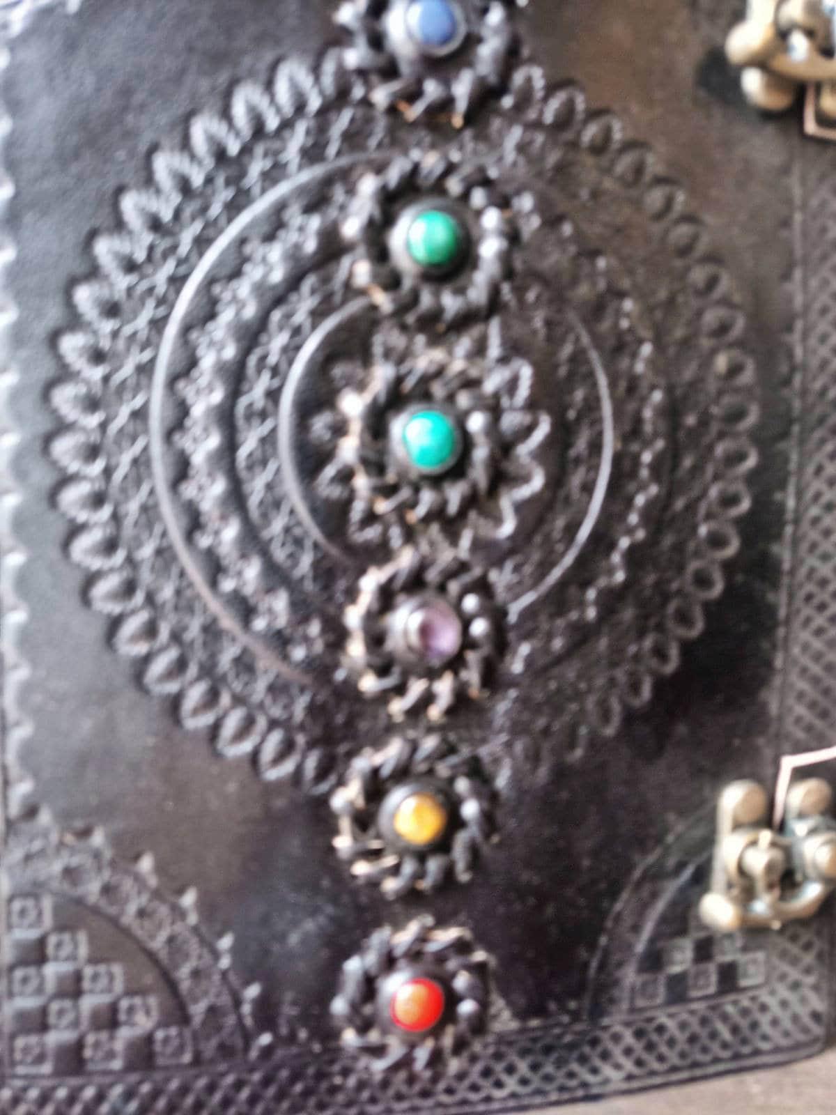 Chakra Stone Leather Journal: Handmade Buffalo Leather Diary, Spell Book