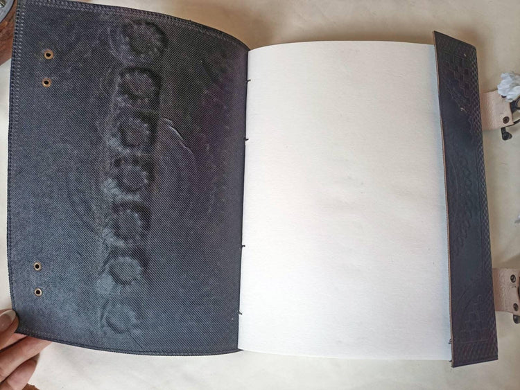 Chakra Stone Leather Journal: Handmade Buffalo Leather Diary, Spell Book