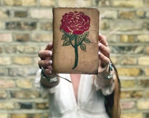 Red Rose Leather Journal: Hand-Tooled Vintage Travel Diary