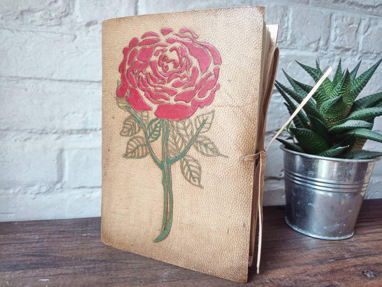 Red Rose Leather Journal: Hand-Tooled Vintage Travel Diary