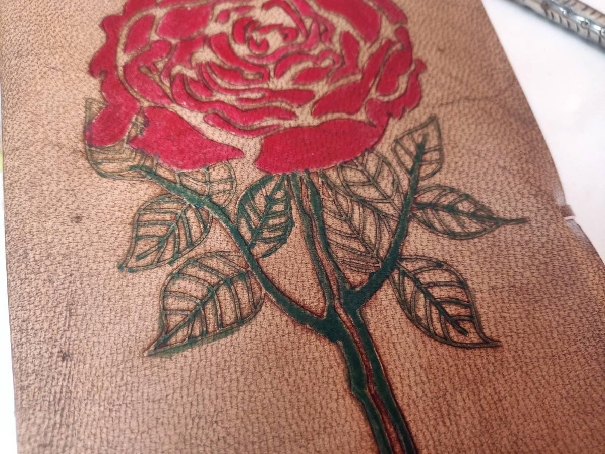 Red Rose Leather Journal: Hand-Tooled Vintage Travel Diary