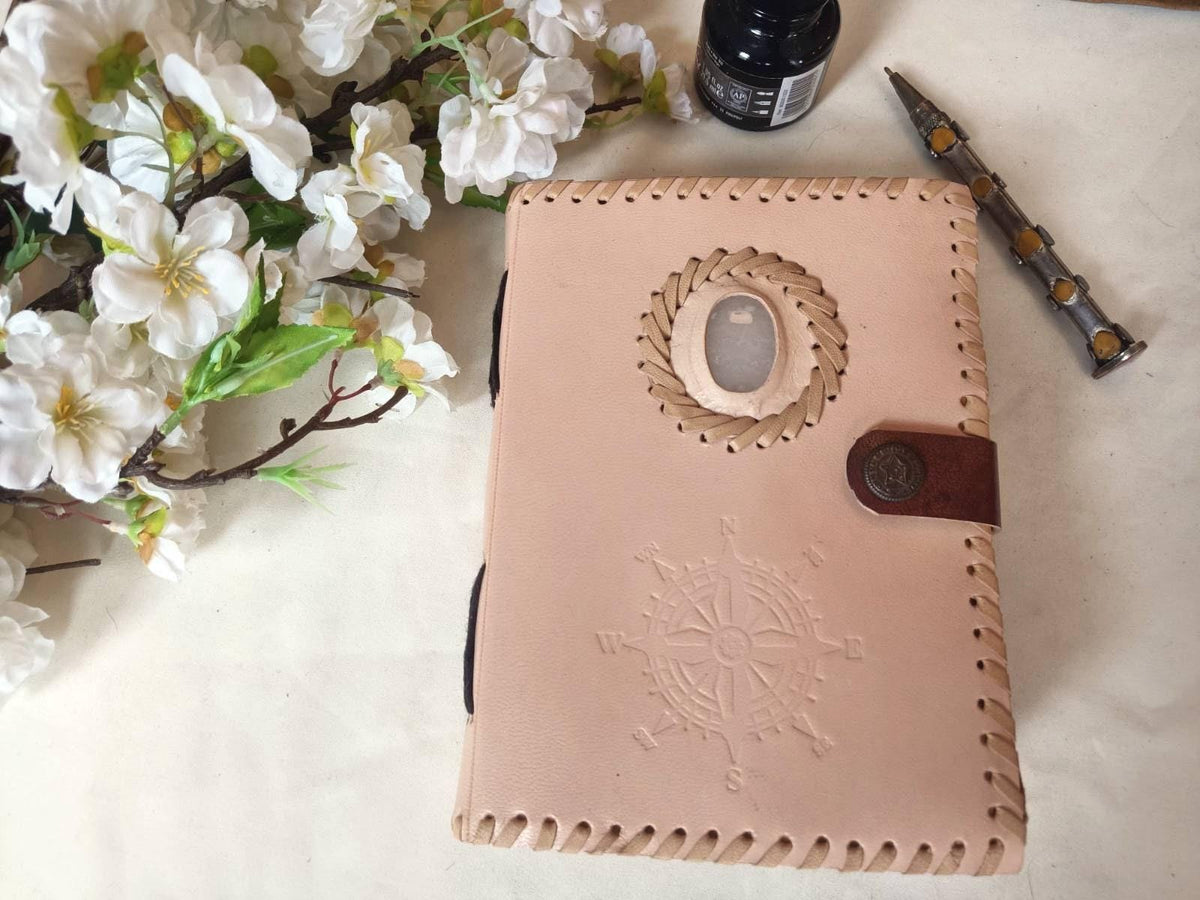 Nautical Compass Journal, Leather Travel Diary with Quartz, Handmade Adventure Notebook, Unisex Travel Journal, Explorer Gift, Leather Diary