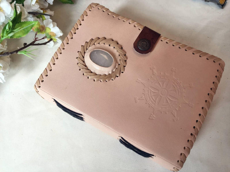Nautical Compass Journal, Leather Travel Diary with Quartz, Handmade Adventure Notebook, Unisex Travel Journal, Explorer Gift, Leather Diary